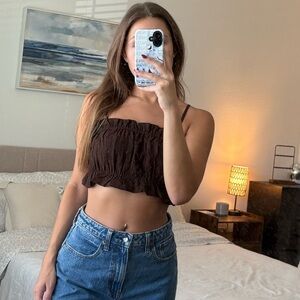 Wild Fable Brown Ruched Top